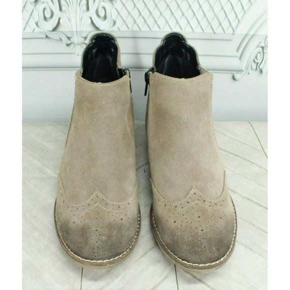 Remonte Brown Suede Side Zipper Wingtip Chelsea Ankle Boots Size Eu 37 US 6 - Picture 5 of 9